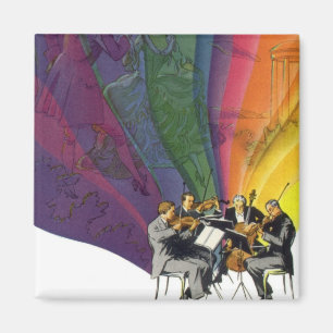 Vintage Music Rainbow, Victorian Couple Dancing Magnet