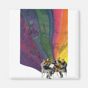 Vintage Music Rainbow, Victorian Couple Dancing Magnet