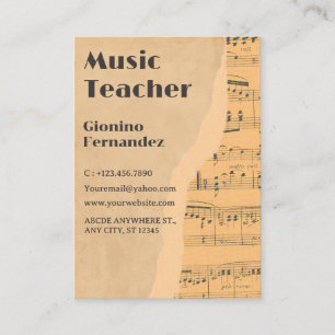 Vintage music recital  business card