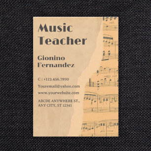 Vintage music recital business card