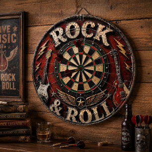 Vintage Music Rock & Roll Guitar Studio Music Lve Dartboard