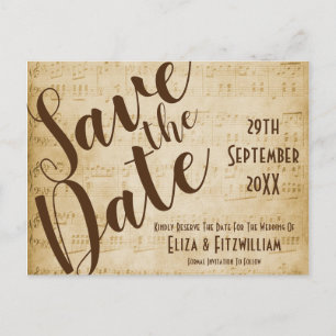 Vintage Music Save The Date Postcard