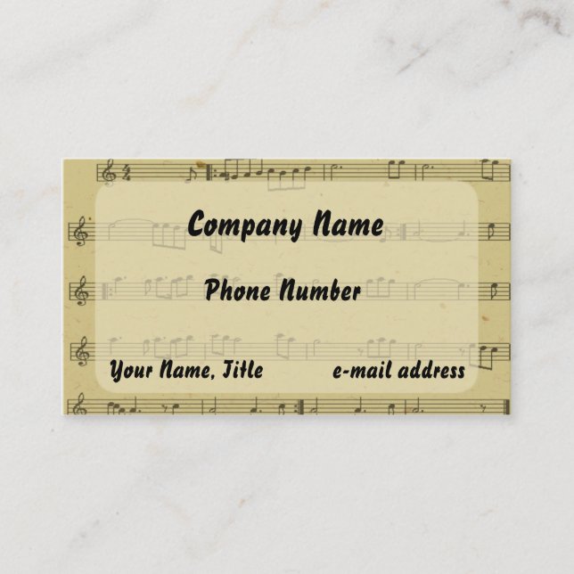 Vintage Music Sheet Business Card (Front)