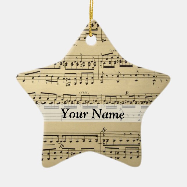 Vintage Music Sheet Ceramic Ornament (Front)