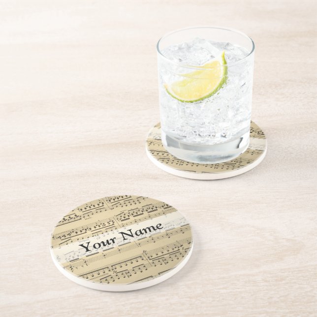 Vintage Music Sheet Coaster (Side)
