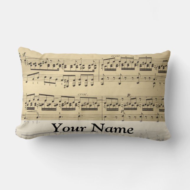 Vintage Music Sheet Lumbar Cushion (Front)