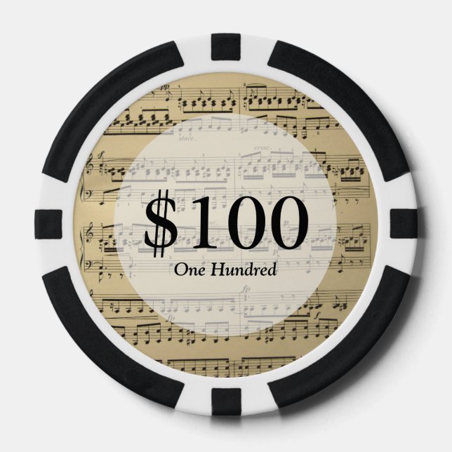 Vintage Music Sheet Poker Chips (Front)