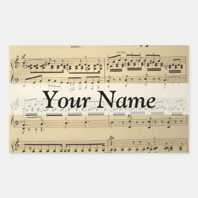 Vintage Music Sheet Rectangular Sticker (Front)