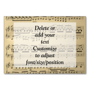 Vintage Music Sheet Table Number