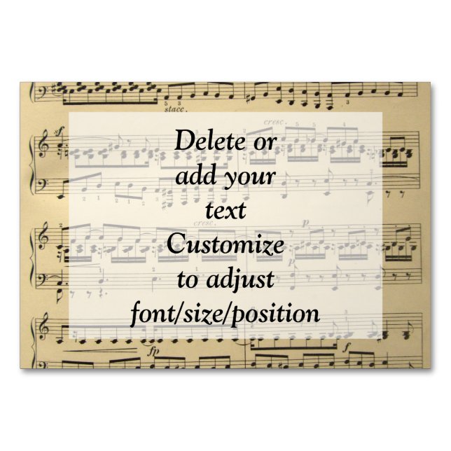 Vintage Music Sheet Table Number (Front)