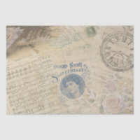 Vintage Music Sheets Roses Pocket Watch Decoupage