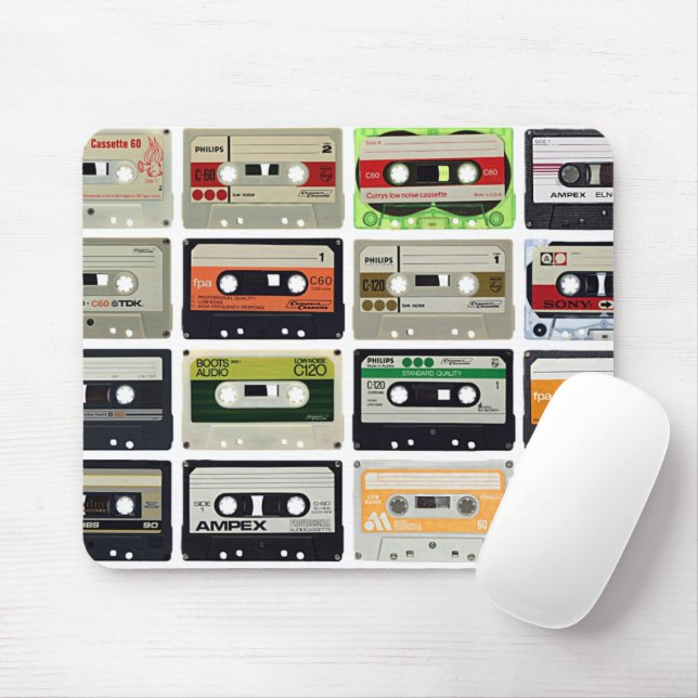 Vintage Music Tapes Mouse Pad (With Mouse)