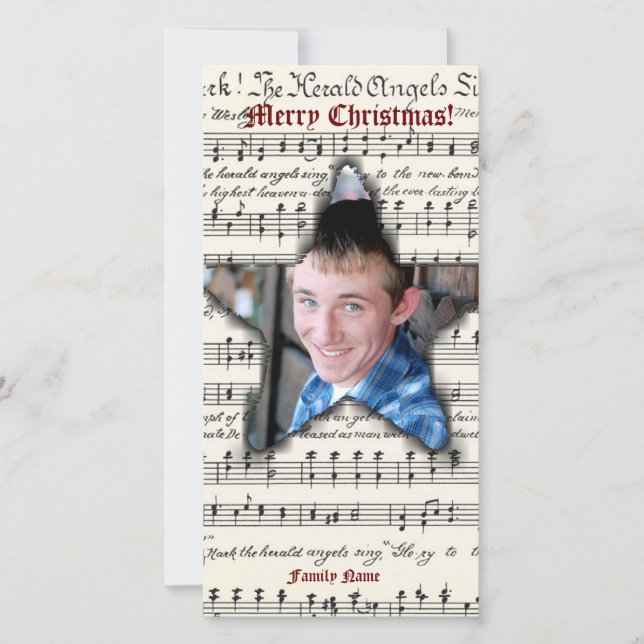 Vintage Music Western Star Photo Christmas Card (Front)