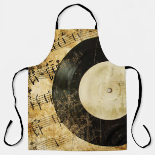 vintage musical background apron