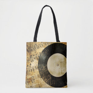 vintage musical background tote bag