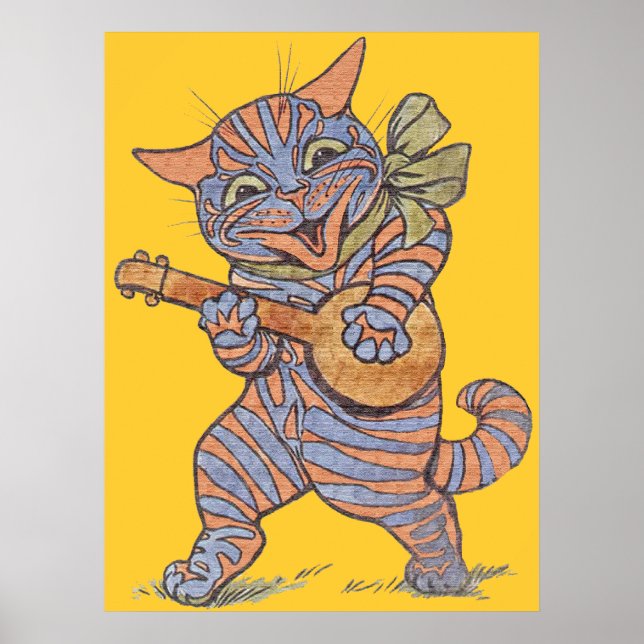 Vintage Musical Cat Poster Print (Front)