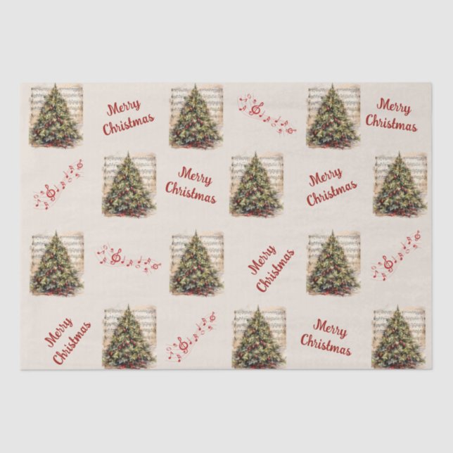 Vintage Musical Christmas Tissue Paper (Front)