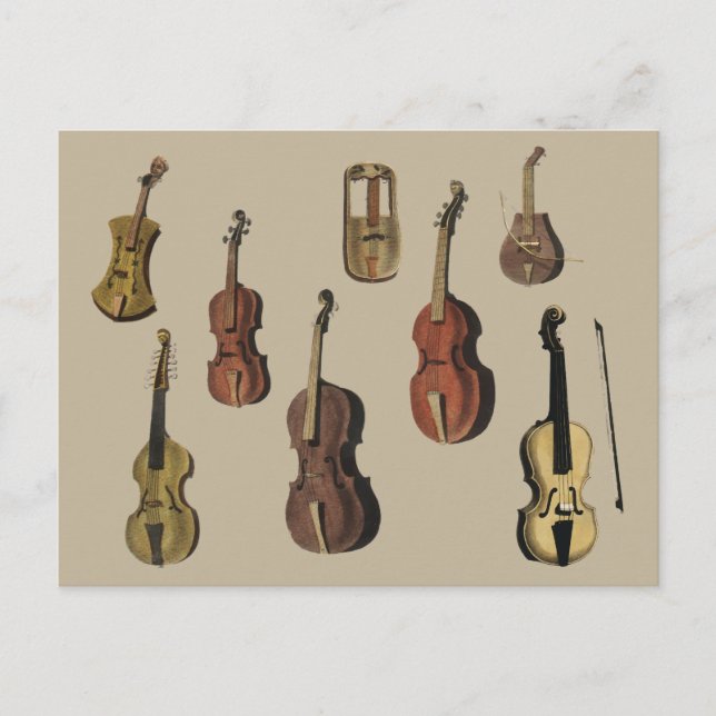 Vintage musical instruments violins postcard (Front)