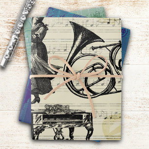 Vintage Musical Instruments Wrapping Paper Sheet