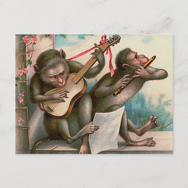"Vintage Musical Monkeys" Postcard (Front)