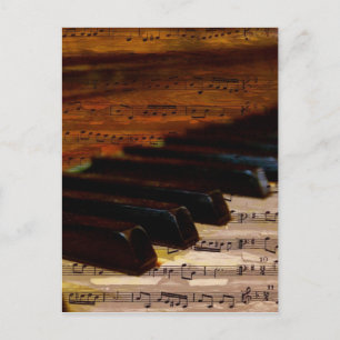 Vintage Musical Notes and Piano Postcard
