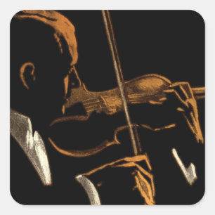Vintage Musician, Violinist Playing Violin Music Square Sticker