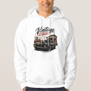 Vintage Mustang Route 66 Garage Sunset Graphic T-S Hoodie