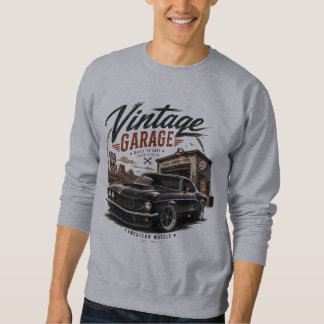 Vintage Mustang Route 66 Garage Sunset Graphic T-S Sweatshirt