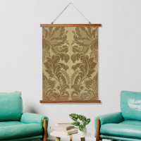Vintage Mustard Gold Floral Brocade Damask