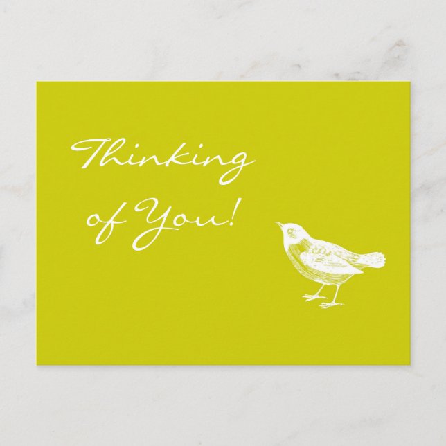 Vintage Mustard Yellow Bird Thinking of You Card (Front)
