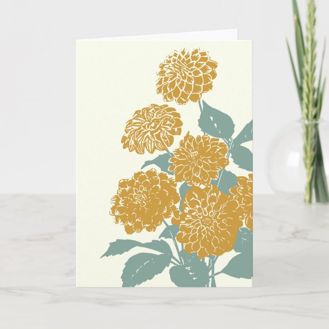 Vintage Mustard Yellow Flower Illustration Card (Front)