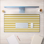 Vintage Mustard Yellow & White Stripes Striped Desk Mat<br><div class="desc">Modern vintage striped design. Vertical stripes pattern design in chic french classic elegant mustard and white colour. Mustard and white colour striped desk mat</div>