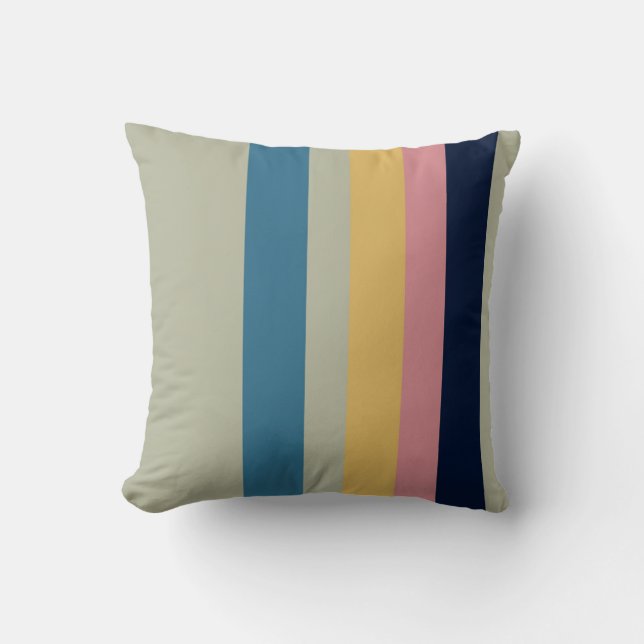 Vintage Muted Rainbow Stripes Cushion (Front)