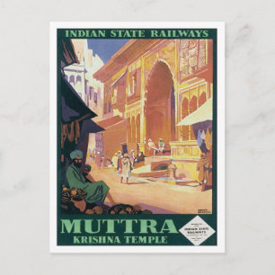 Vintage Muttra Krishna Temple India Postcard