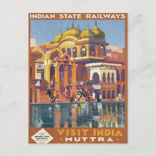 Vintage Muttra Mathura India Postcard