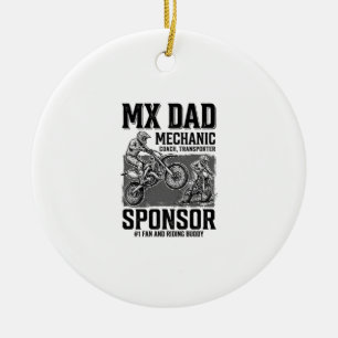 Vintage MX Dad Motocross Riding Buddy Shirt Design Ceramic Ornament