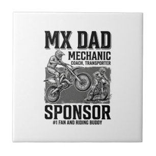 Vintage MX Dad Motocross Riding Buddy Shirt Design Ceramic Tile
