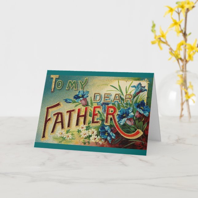 Vintage My Dear Father Holiday Card (Yellow Flower)