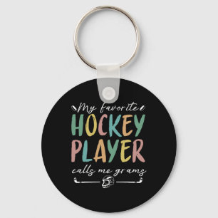 Vintage My Favorite Hockey Player Calls Me Grams  Key Ring