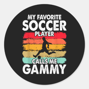Vintage My Favorite Soccer Player Calls Me Gammy  Classic Round Sticker