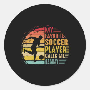 Vintage My Favorite Soccer Player Calls Me Gammy Classic Round Sticker