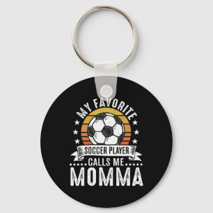 Vintage My Favorite Soccer Player Calls Me Momma Key Ring
