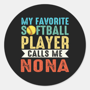 Vintage My Favorite Softll Player Calls Me Nona _2 Classic Round Sticker