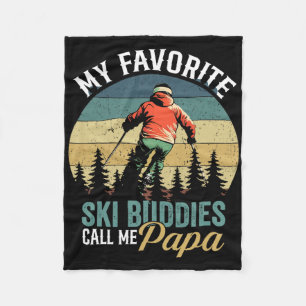 Vintage My Favourite Ski Buddies Call Me Papa Fath Fleece Blanket