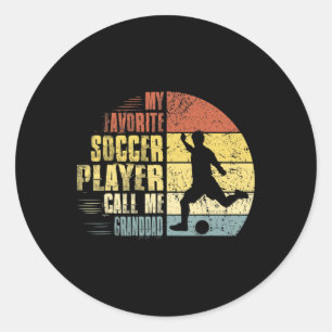 Vintage My Favourite Soccer Player Calls Me Grandd Classic Round Sticker