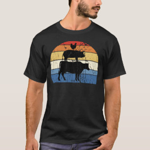 Vintage My Food Pyramid Carnivore Meat Eater Pig C T-Shirt