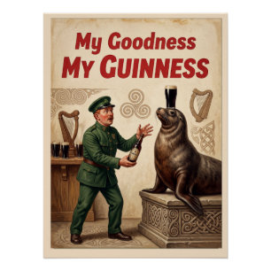 Vintage "My Goodness My Guinness" Sea Lion Premium Poster