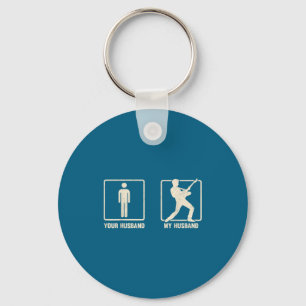 Vintage my husband plays guitar music lover key ring