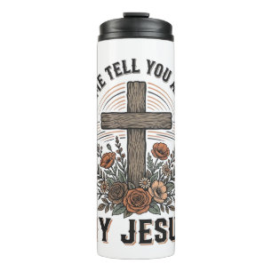 Vintage My Jesus Floral Cross Christian Shirt (2) Thermal Tumbler