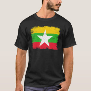 Vintage Myanmar Flag Burmese Independence Day T-Shirt
